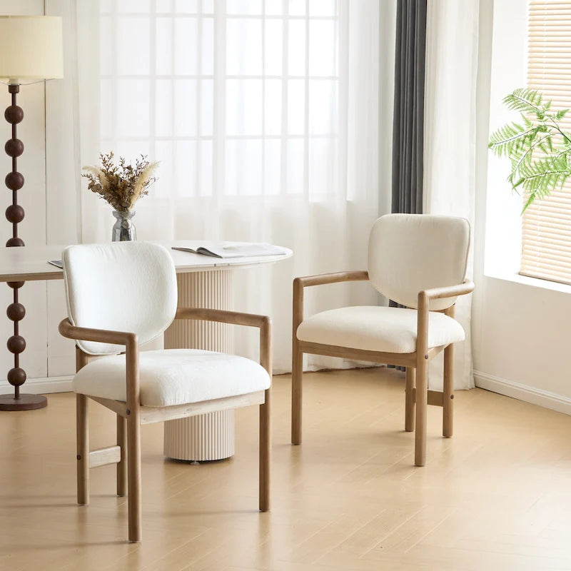Christopher Knight Home - Harper Mordern Upholstered Rubberwood Arm Dining Chairs (Set of 2)