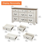 WAMPAT 53.5 Wide Farmhouse White Dresser TV Stand with Curved Edge Design and Wide Chests of Drawers