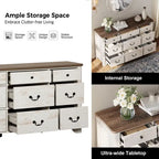 WAMPAT 53.5 Wide Farmhouse White Dresser TV Stand with Curved Edge Design and Wide Chests of Drawers