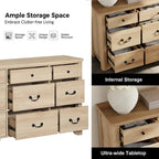 WAMPAT 53.5 Wide Farmhouse White Dresser TV Stand with Curved Edge Design and Wide Chests of Drawers