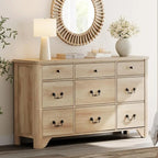WAMPAT 53.5 Wide Farmhouse White Dresser TV Stand with Curved Edge Design and Wide Chests of Drawers