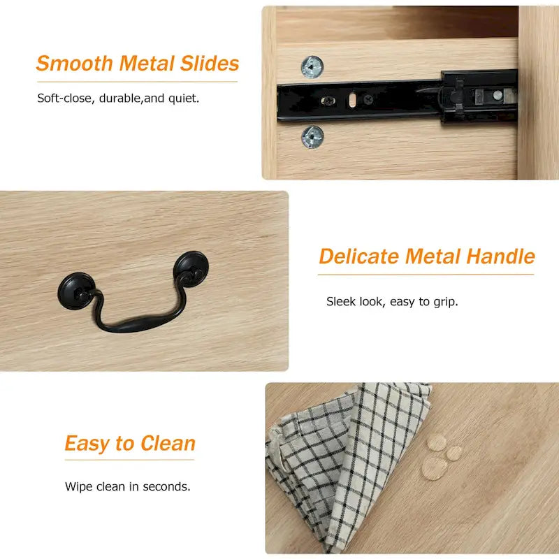 WAMPAT 53.5 Wide Farmhouse White Dresser TV Stand with Curved Edge Design and Wide Chests of Drawers