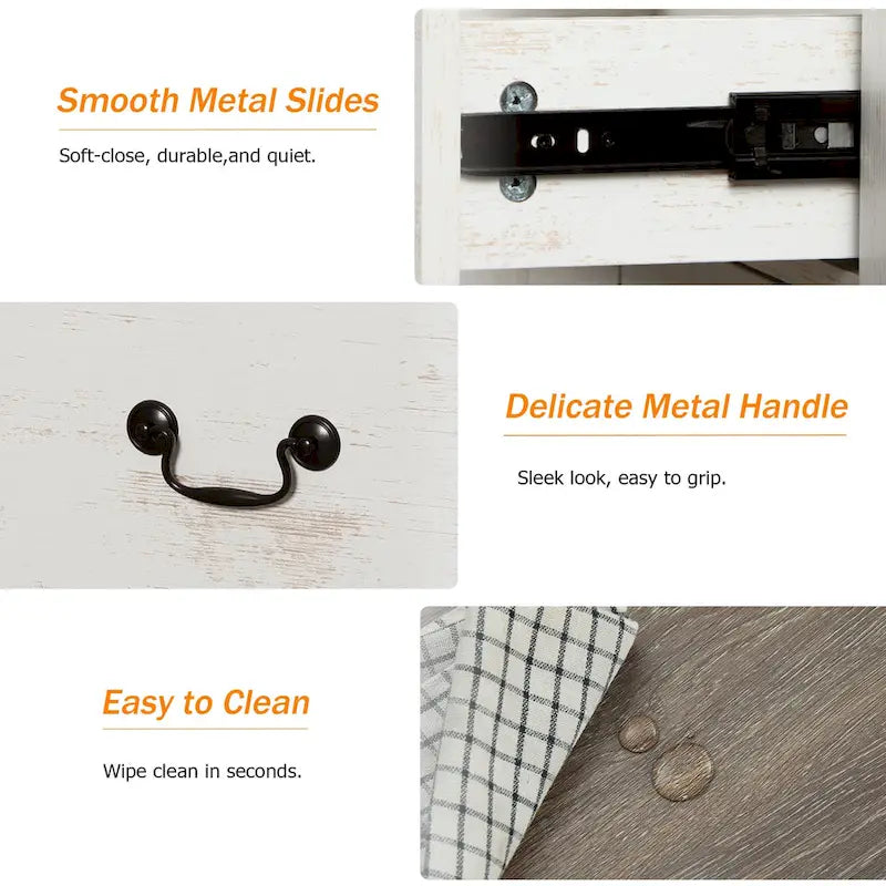 WAMPAT 53.5 Wide Farmhouse White Dresser TV Stand with Curved Edge Design and Wide Chests of Drawers