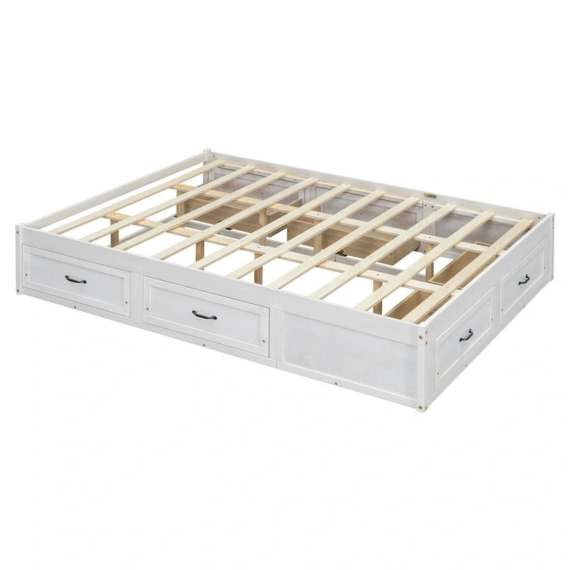 Queen Size Platform Bed with 6 Storage Drawers