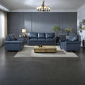 3-pieces Mid-Century Modern Faux Leather Sofa Set with Storage, 1+2+3 Seater