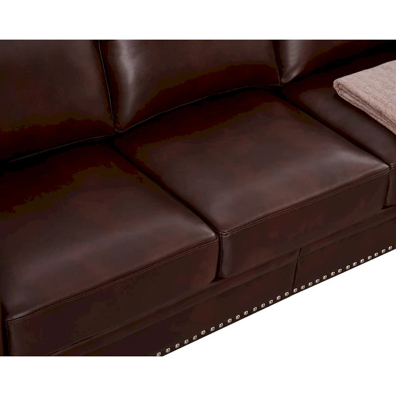3-pieces Mid-Century Modern Faux Leather Sofa Set with Storage, 1+2+3 Seater