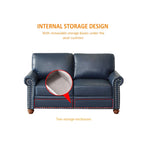 3-pieces Mid-Century Modern Faux Leather Sofa Set with Storage, 1+2+3 Seater
