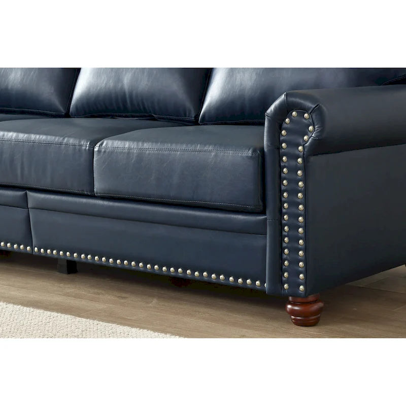 3-pieces Mid-Century Modern Faux Leather Sofa Set with Storage, 1+2+3 Seater