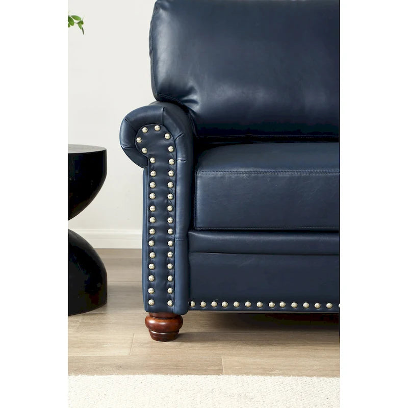 3-pieces Mid-Century Modern Faux Leather Sofa Set with Storage, 1+2+3 Seater