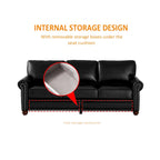 3-pieces Mid-Century Modern Faux Leather Sofa Set with Storage, 1+2+3 Seater