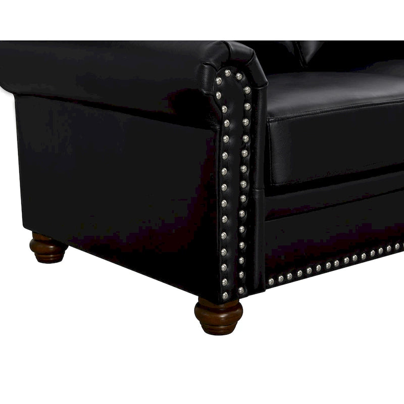 3-pieces Mid-Century Modern Faux Leather Sofa Set with Storage, 1+2+3 Seater