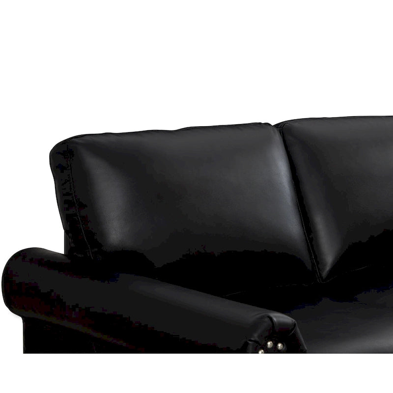 3-pieces Mid-Century Modern Faux Leather Sofa Set with Storage, 1+2+3 Seater