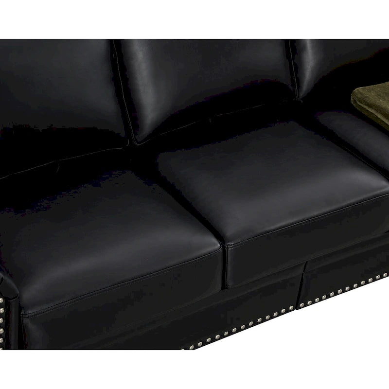 3-pieces Mid-Century Modern Faux Leather Sofa Set with Storage, 1+2+3 Seater