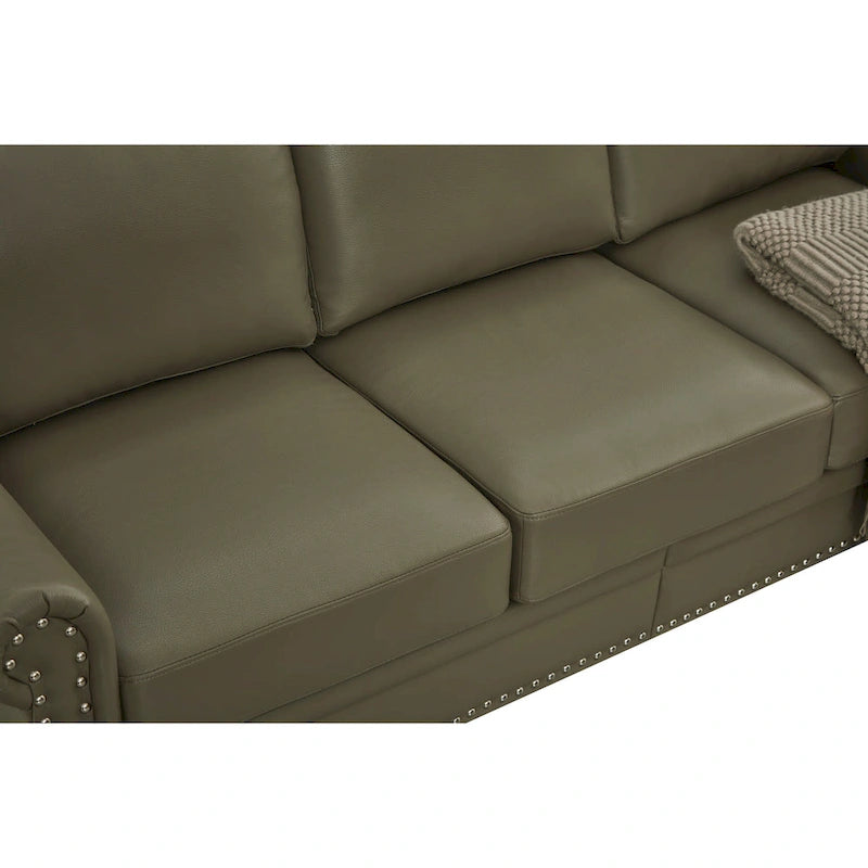 3-pieces Mid-Century Modern Faux Leather Sofa Set with Storage, 1+2+3 Seater