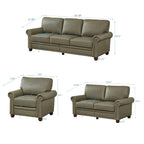 3-pieces Mid-Century Modern Faux Leather Sofa Set with Storage, 1+2+3 Seater