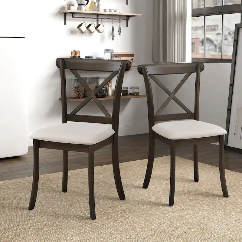 Wooden X Back Dining Chairs Set of 2