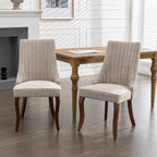 2-Piece Armless Dining Chairs Set with High Back, Upholstered Kitchen Accent Chairs with Curved Solid Wood Legs