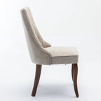 2-Piece Armless Dining Chairs Set with High Back, Upholstered Kitchen Accent Chairs with Curved Solid Wood Legs