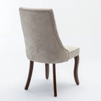 2-Piece Armless Dining Chairs Set with High Back, Upholstered Kitchen Accent Chairs with Curved Solid Wood Legs