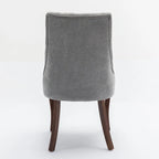 2-Piece Armless Dining Chairs Set with High Back, Upholstered Kitchen Accent Chairs with Curved Solid Wood Legs