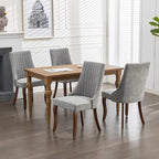 2-Piece Armless Dining Chairs Set with High Back, Upholstered Kitchen Accent Chairs with Curved Solid Wood Legs