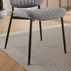 2 Piece Linen Dining Chair Set with Metal Legs, Curved Backrest Dining Room Chair Indoor Lounge Side Chair