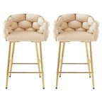 Modern 28-Inch Set of 2 Bar Stools with Velvet Padded Backrest Seat, Metal Legs for Dining Room Living Room and Bedroom