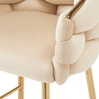 Modern 28-Inch Set of 2 Bar Stools with Velvet Padded Backrest Seat, Metal Legs for Dining Room Living Room and Bedroom