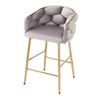 Modern 28-Inch Set of 2 Bar Stools with Velvet Padded Backrest Seat, Metal Legs for Dining Room Living Room and Bedroom