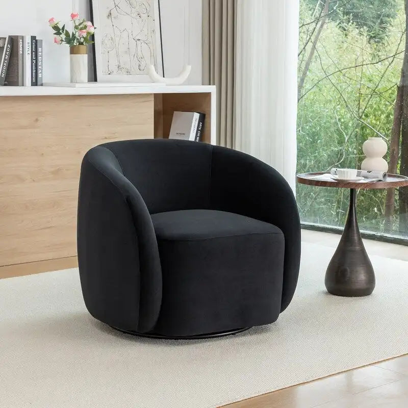 SEYNAR Modern Glam Velvet Upholstered 360 Degree Swivel Accent Armchair