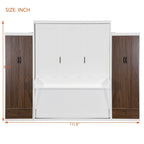 Murphy Bed Wall Bed with Wardrobe, Drawers, LED Light and Desk