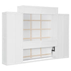 Murphy Bed Wall Bed with Wardrobe, Drawers, LED Light and Desk