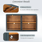 4-Door Large Storage Buffet Cabinet with Glass Doors, Adjustable Shelves and Arched Design for Kitchen, Dining Room