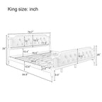 Traditional Style Solid Wood Bed Frame with Upholstered Tufted Headboard,No Box Spring Needed,Full Size, Antique Walnut