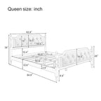 Traditional Style Solid Wood Bed Frame with Upholstered Tufted Headboard,No Box Spring Needed,Full Size, Antique Walnut