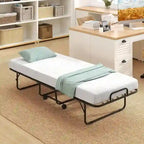 Costway Folding Bed with Mattress 74 x 31 Cot Size Rolling Guest Bed