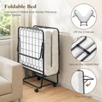 Costway Folding Bed with Mattress 74 x 31 Cot Size Rolling Guest Bed