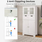 Costway Bathroom Floor Storage Cabinet Kitchen Cupboard with 2 Drawers