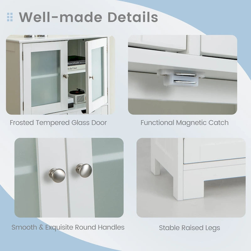 Costway Bathroom Floor Storage Cabinet Kitchen Cupboard with 2 Drawers