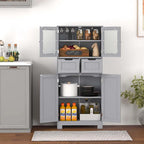 Costway Bathroom Floor Storage Cabinet Kitchen Cupboard with 2 Drawers