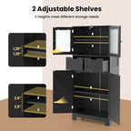 Costway Bathroom Floor Storage Cabinet Kitchen Cupboard with 2 Drawers