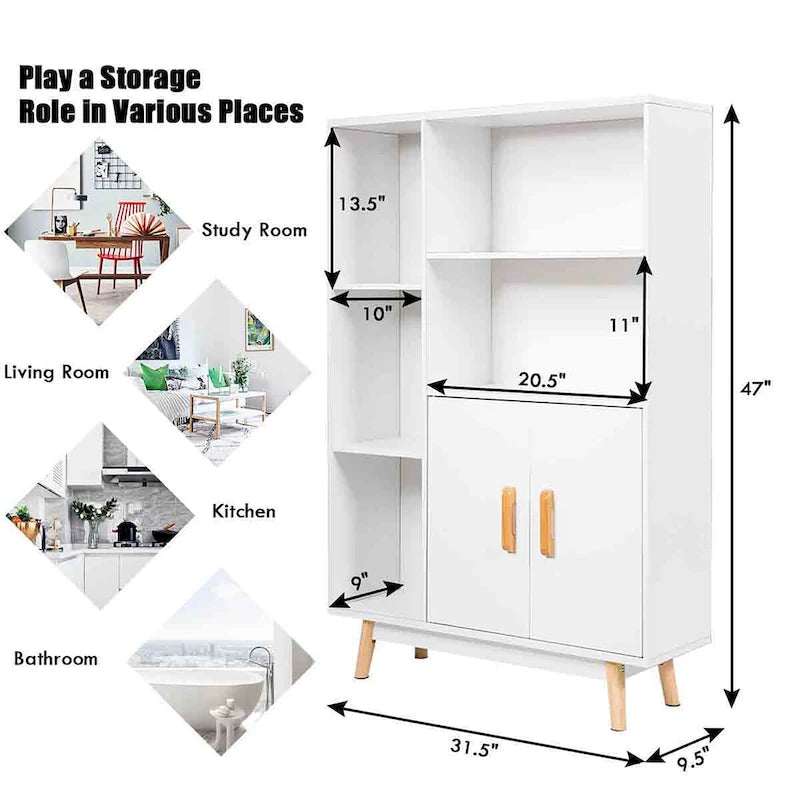 Costway Floor Storage Cabinet Free Standing Wooden Display Bookcase