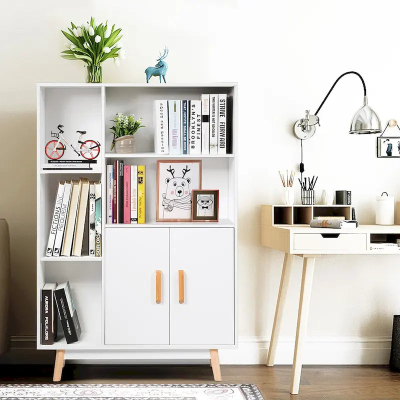 Costway Floor Storage Cabinet Free Standing Wooden Display Bookcase