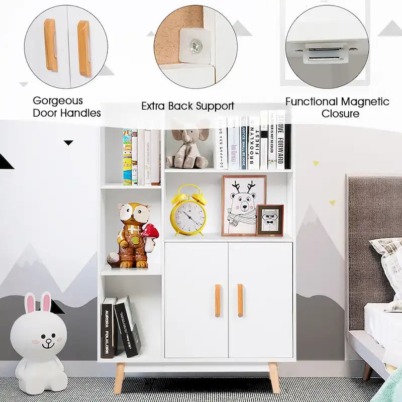 Costway Floor Storage Cabinet Free Standing Wooden Display Bookcase