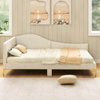 Costway Twin/Full Size Upholstered Daybed Rivet-Tufted Platform Bed