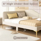 Costway Twin/Full Size Upholstered Daybed Rivet-Tufted Platform Bed