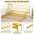 Costway Twin Size Metal Daybed with Trundle Space-Saving Sofa Bed
