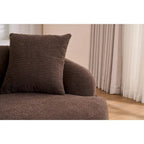 98.4 Chenille L-Shaped 3-Seater Sofa with Chaise Lounge and 4 Pillows