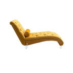 Velvet Tufted Chaise Lounge Chair Ergonomic S Shape Recliner with Pillow, Nailhead Trim and Acrylic Legs for Indoor Use