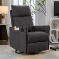 Cotton Linen Fabric Swivel Rocking Chair Glider Rocker Recliner Nursery Chair with Adjustable Back and Footrest